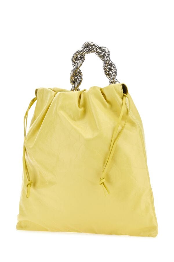 Jil Sander Woman Yellow Leather Bucket Bag