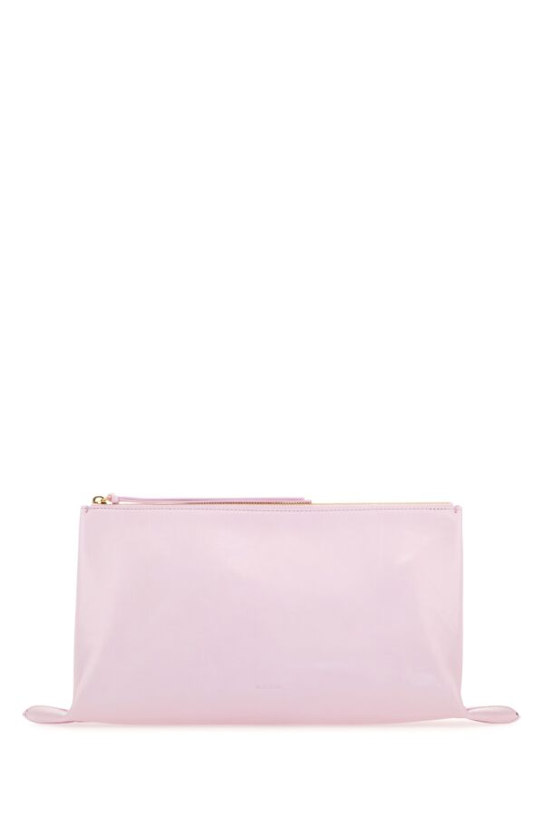 Jil Sander Woman Pastel Pink Leather Medium Clutch