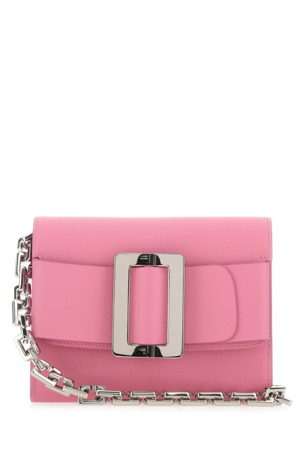 Boyy Woman Pink Leather Buckle Travel Shoulder Bag