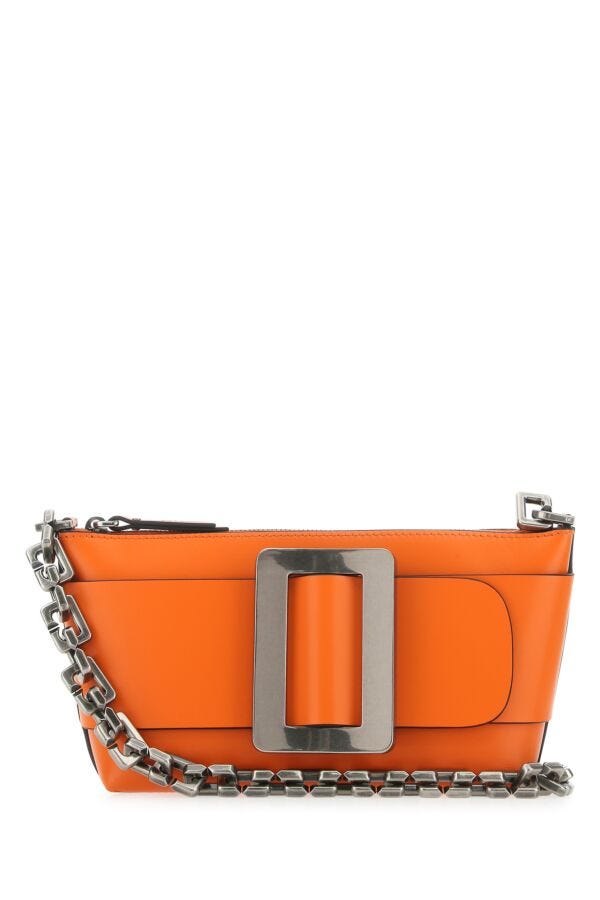 Boyy Woman Orange Leather Buckle Shoulder Bag