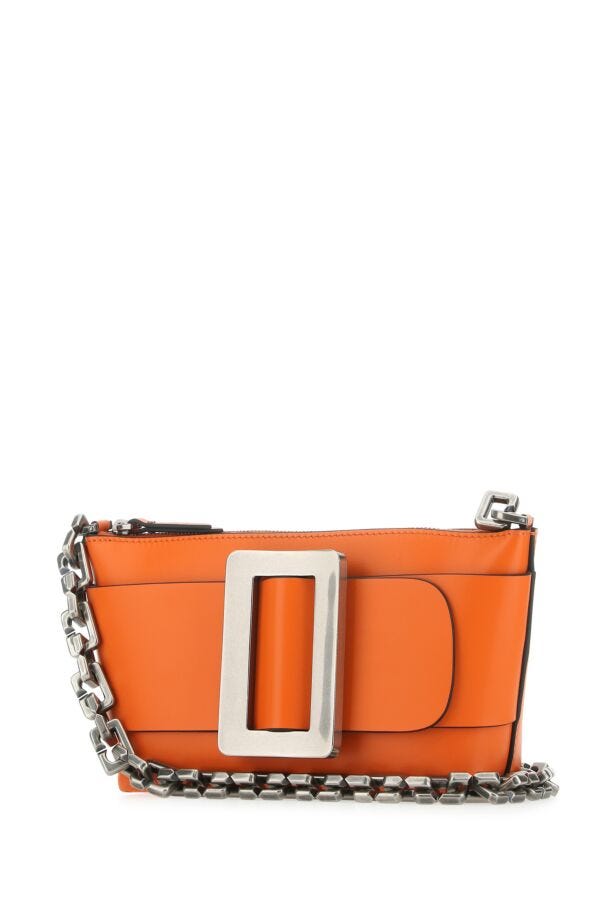 Boyy Woman Orange Leather Buckle Shoulder Bag