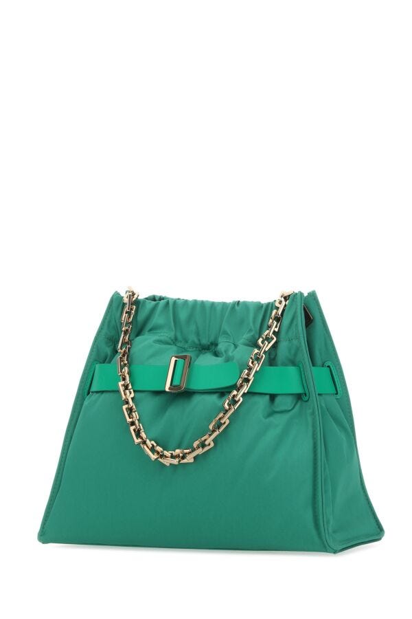 Boyy Woman Emerald Green Nylon Scrunchy Jumbo Handbag