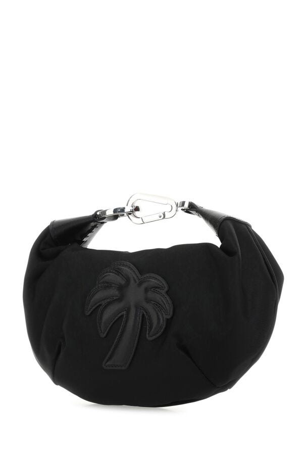 Palm Angels Woman Black Fabric Big Palm Handbag