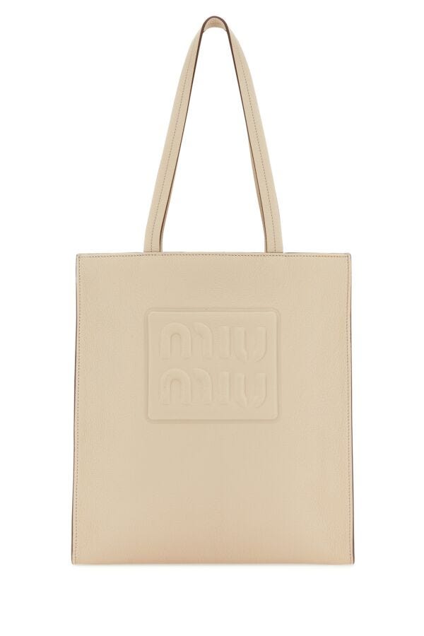 Miu Miu Woman Sand Leather Shopping Bag