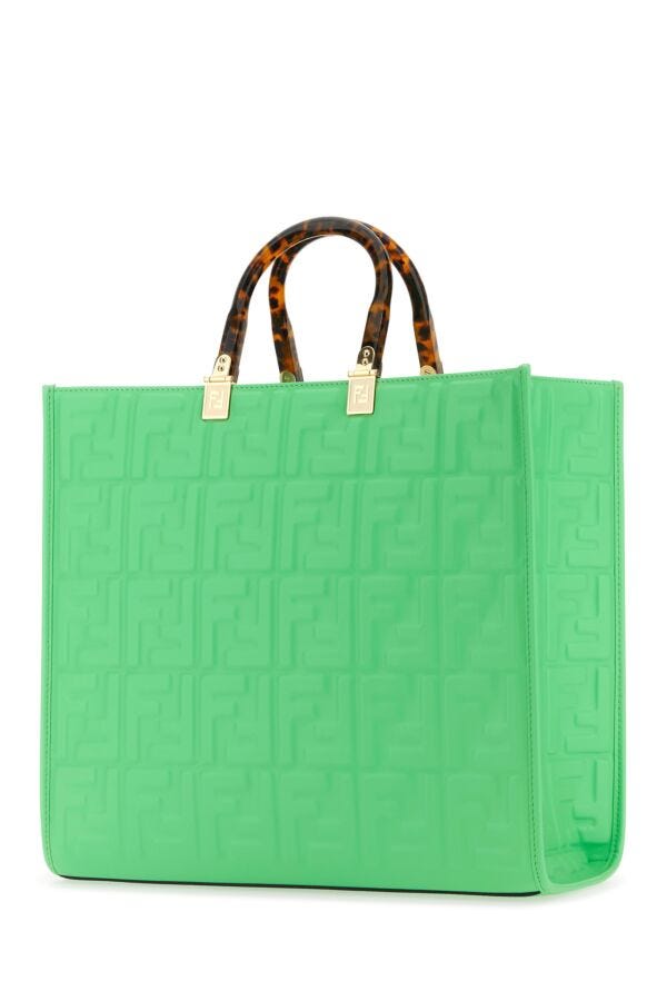 Fendi Woman Fluo Green Leather Medium Sunshine Shopping Bag