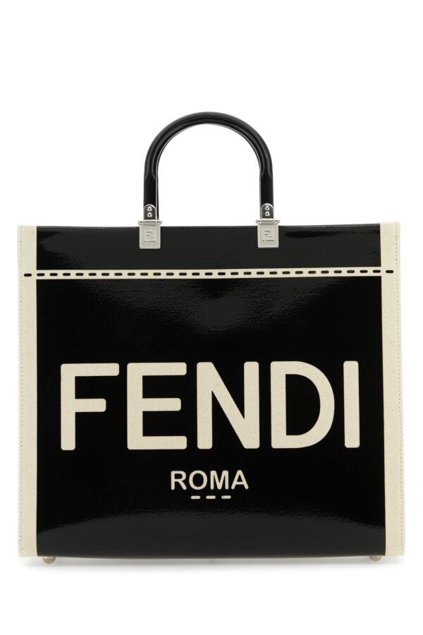Fendi Woman Two-Tone Canvas Medium Sunshine Shopping Bag