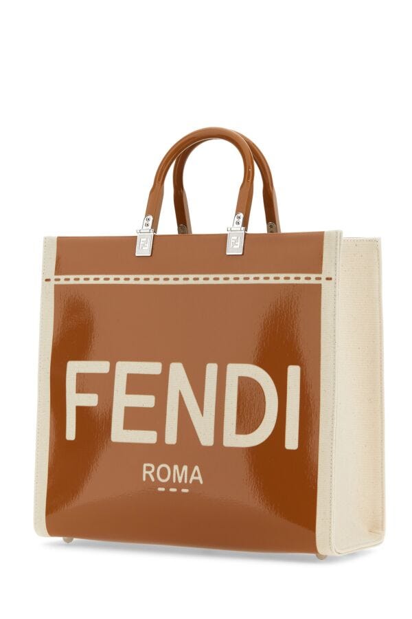 Fendi Woman Two-Tone Canvas Medium Sunshine Shopping Bag