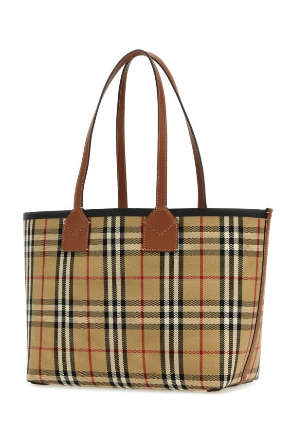 Burberry Woman Embroidered Canvas Small London Shopping Bag