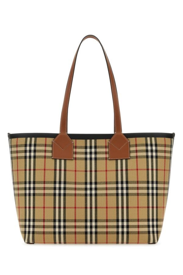 Burberry Woman Embroidered Canvas Medium London Shopping Bag