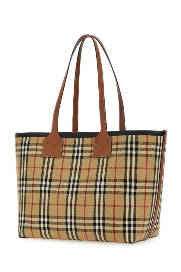 Burberry Woman Embroidered Canvas Medium London Shopping Bag