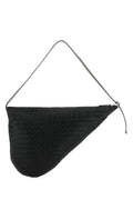 Bottega Veneta Man Black Leather Virgule Shoulder Bag