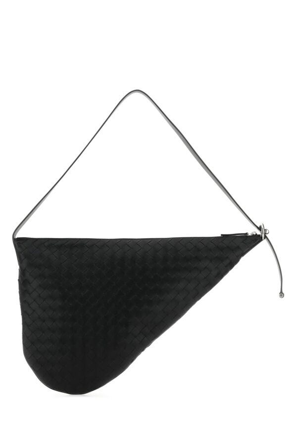 Bottega Veneta Man Black Leather Virgule Shoulder Bag