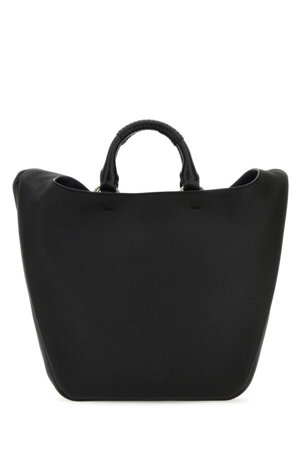 Chloe Woman Black Leather Medium Deia Handbag