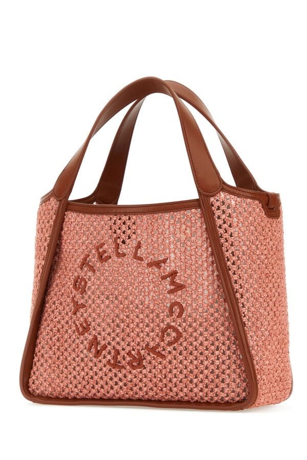 Stella Mccartney Woman Pink Raffia Stella Logo Shoulder Bag