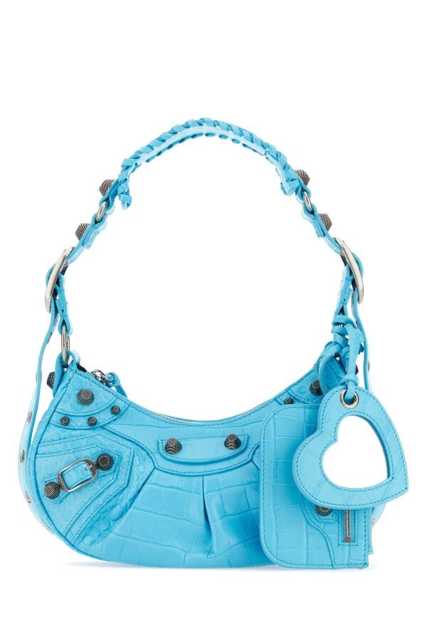 Balenciaga Woman Light Blue Leather Le Cagole Xs Shoulder Bag
