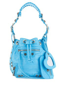Balenciaga Woman Light-Blue Leather Le Cagole Xs Bucket Bag