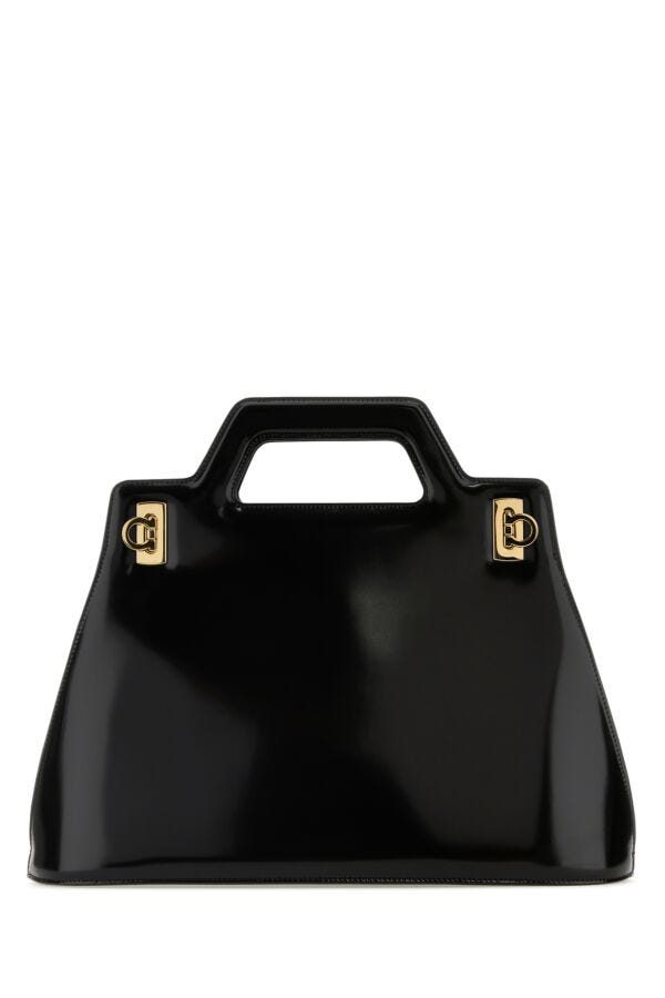Salvatore Ferragamo Woman Black Leather Wanda M Handbag