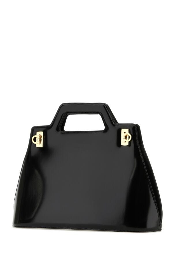 Salvatore Ferragamo Woman Black Leather Wanda M Handbag