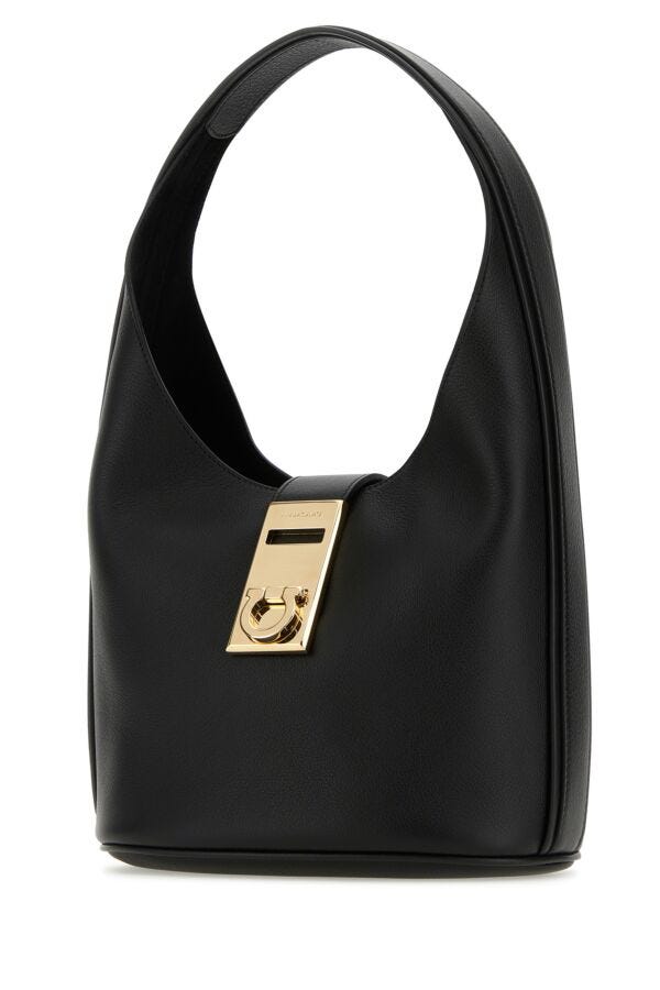 Salvatore Ferragamo Woman Black Leather Medium Hobo Handbag