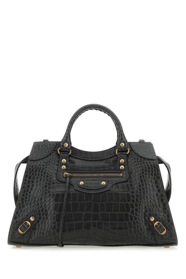 Balenciaga Woman Charcoal Leather Neo Classic City Handbag