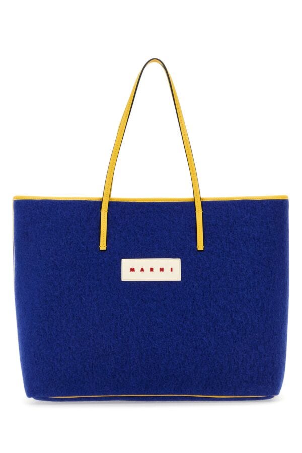 Marni Man Blue Felt Small Janus Shopping Bag