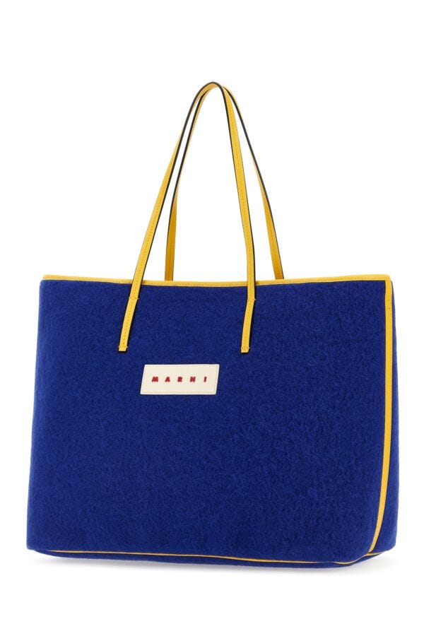 Marni Man Blue Felt Small Janus Shopping Bag
