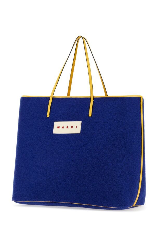 Marni Man Blue Felt Medium Janus Shopping Bag