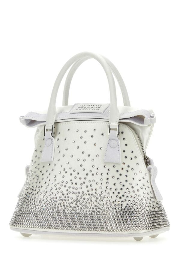 Maison Margiela Woman White Satin Micro 5Ac Classique Handbag