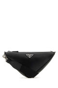 Prada Man Black Leather Triangle Crossbody Bag