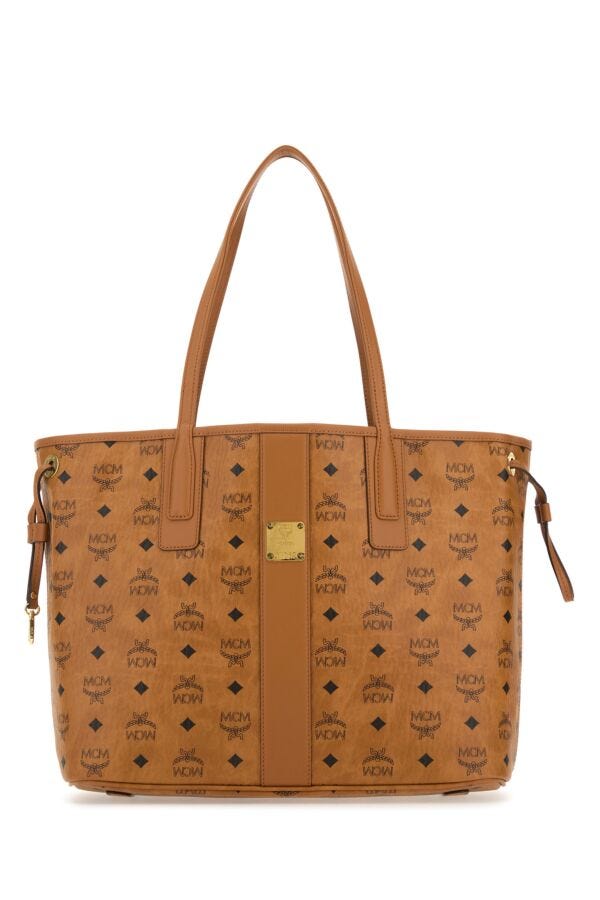 Mcm Woman Printed Leather Medium Liz Shopping Bag