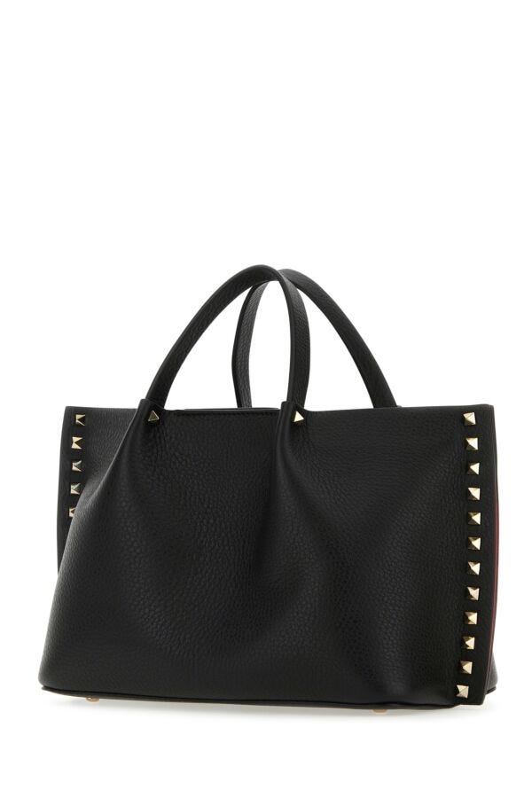Valentino Garavani Woman Black Leather Rockstud Handbag