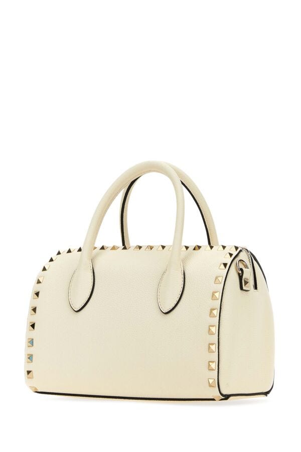 Valentino Garavani Woman Ivory Leather Rockstud Handbag