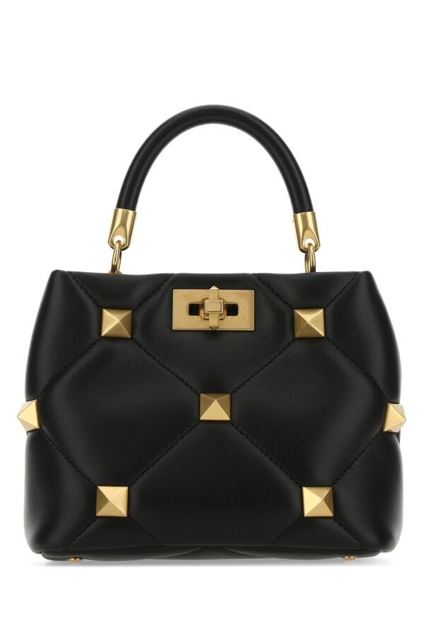 Valentino Garavani Woman Black Nappa Leather Small Roman Stud Handbag