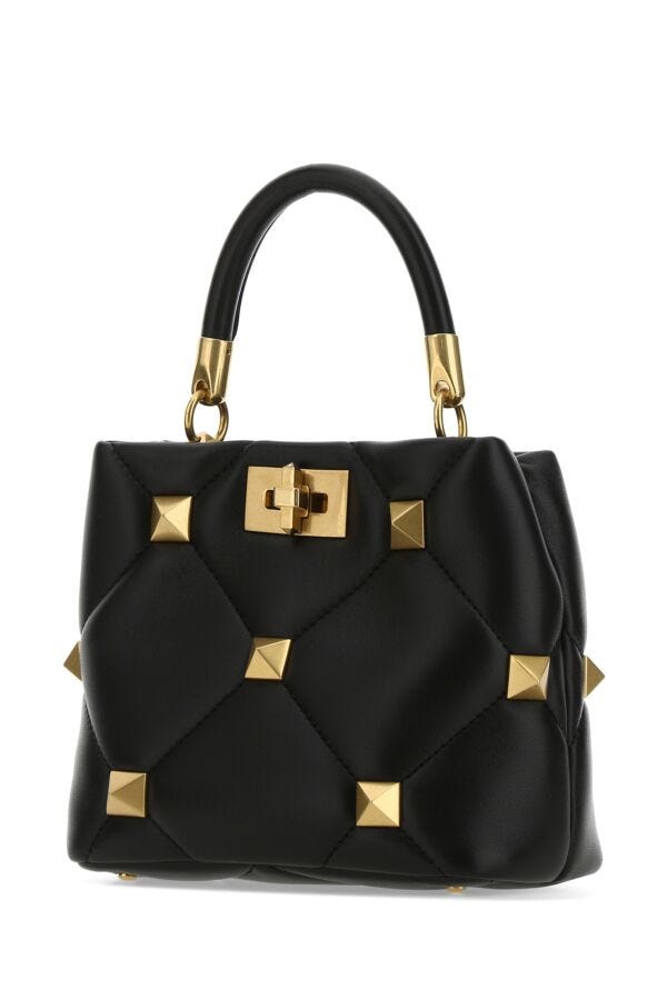 Valentino Garavani Woman Black Nappa Leather Small Roman Stud Handbag