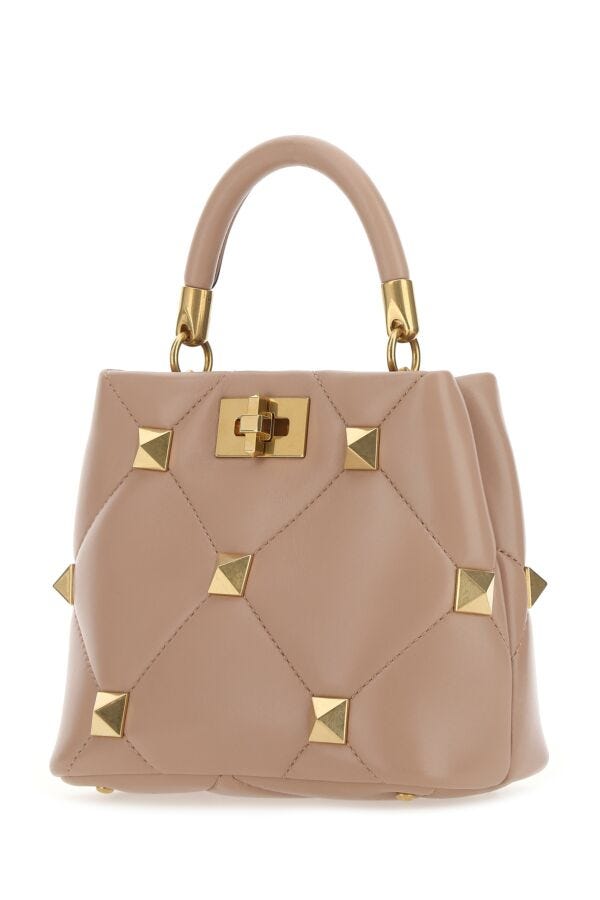 Valentino Garavani Woman Powder Pink Nappa Leather Small Roman Stud Handbag