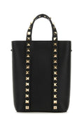 Valentino Garavani Woman Black Leather Rockstud Handbag