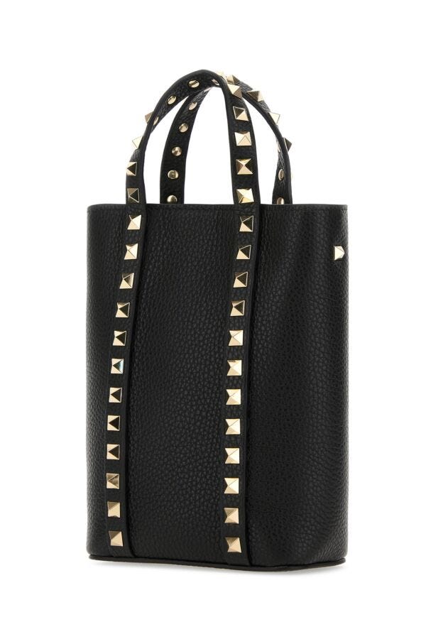 Valentino Garavani Woman Black Leather Rockstud Handbag