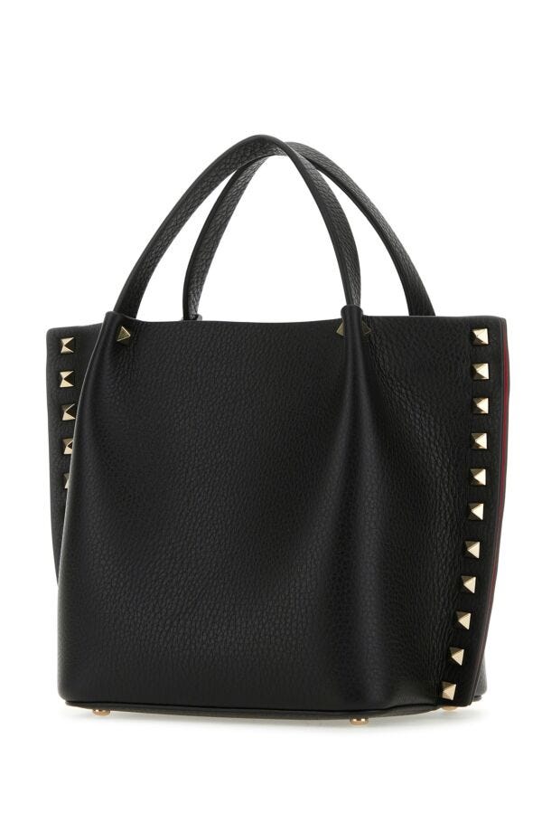 Valentino Garavani Woman Black Leather Rockstud Handbag
