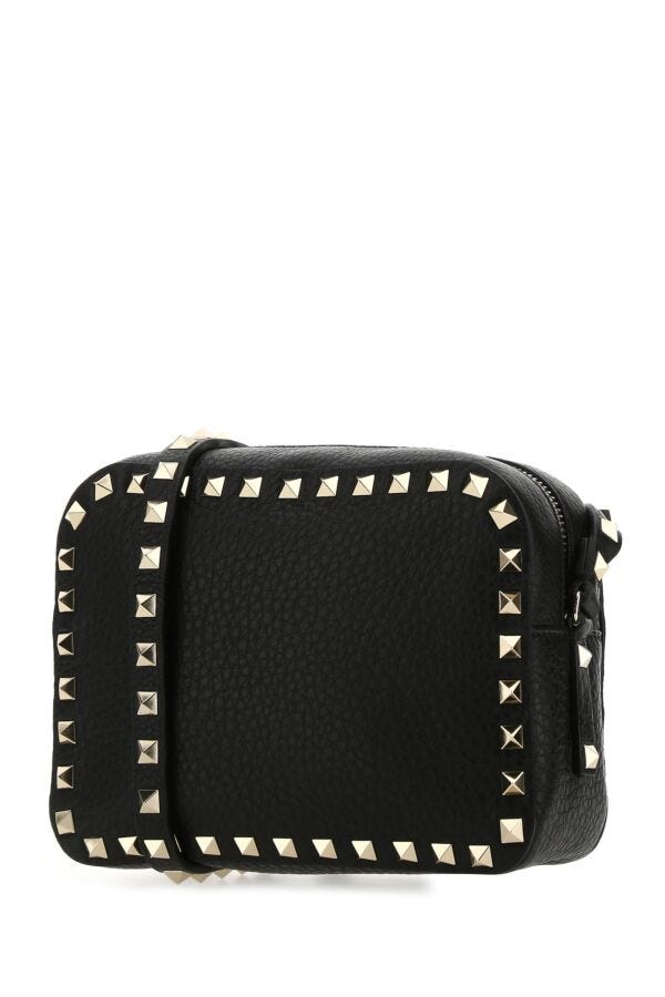 Valentino Garavani Woman Black Leather Small Rockstud Crossbody Bag