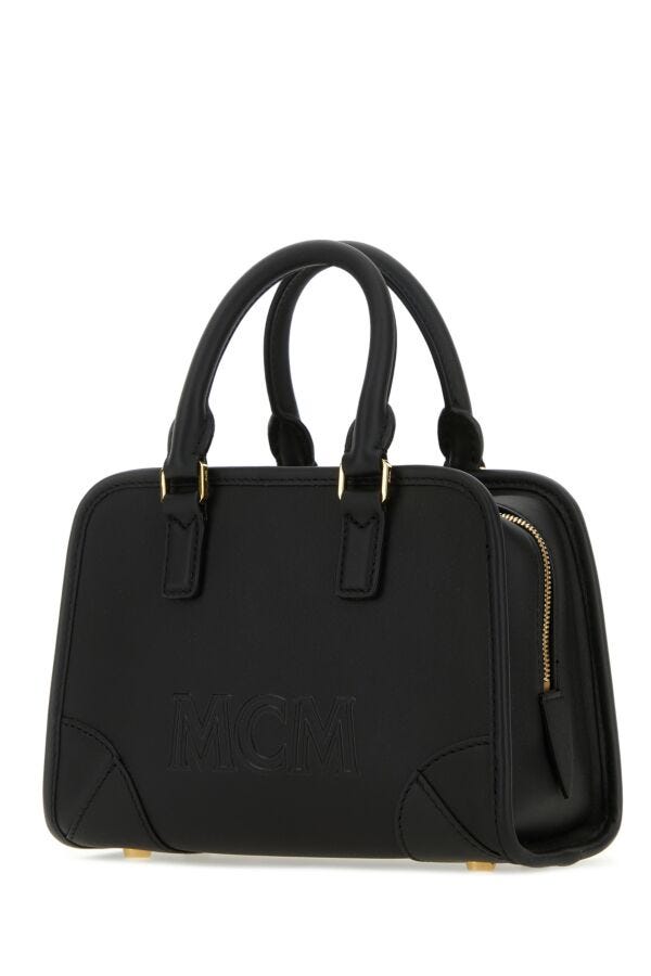 Mcm Unisex Black Leather Aren Boston Mini Handbag