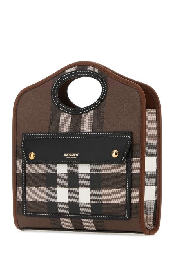 Burberry Woman Printed E-Canvas And Leather Mini Pocket Bag Handbag