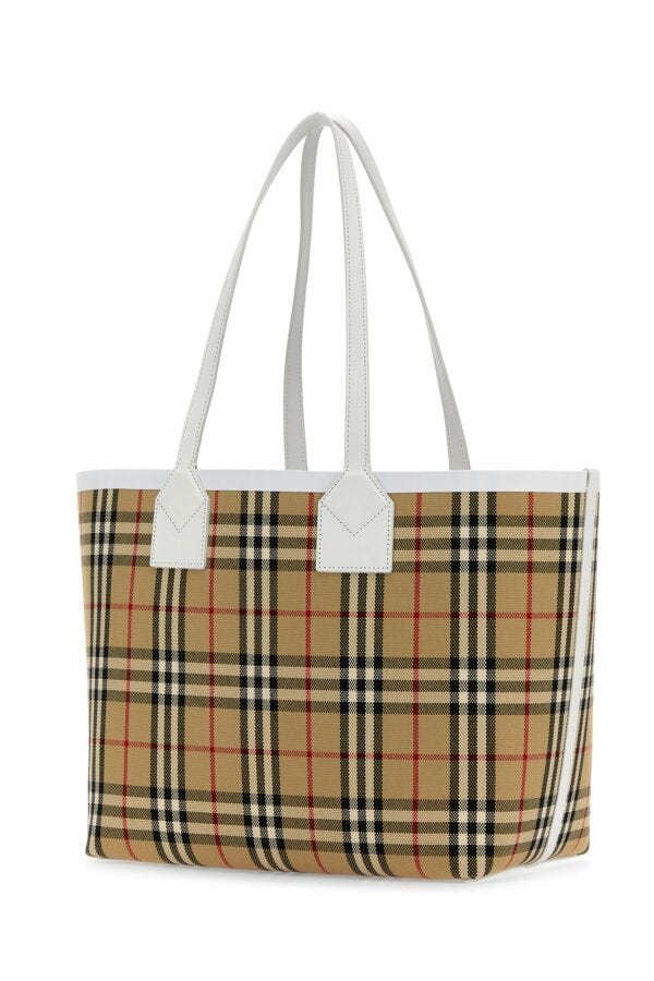 Burberry Woman Embroidered Canvas London Shopping Bag
