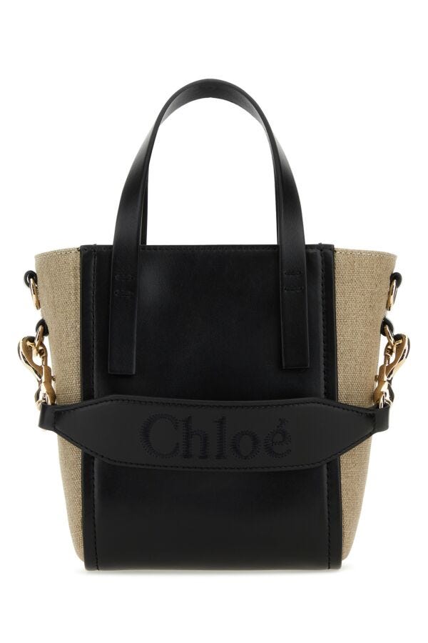 Chloe Woman Two-Tone Canvas And Leather Small Sense Shopping Bag