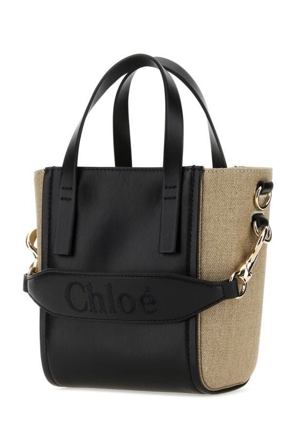 Chloe Woman Two-Tone Canvas And Leather Small Sense Shopping Bag
