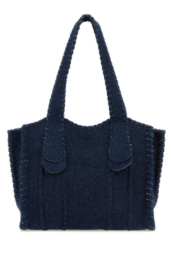 Chloe Woman Dark Blue Denim Medium Mony Shopping Bag