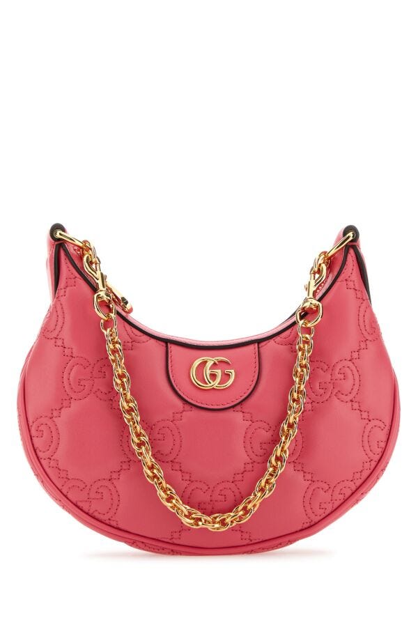 Gucci Woman Dark Pink Leather Mini Gg Matelasse Handbag