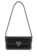 Valentino Garavani Woman Black Leather Rockstud Shoulder Bag