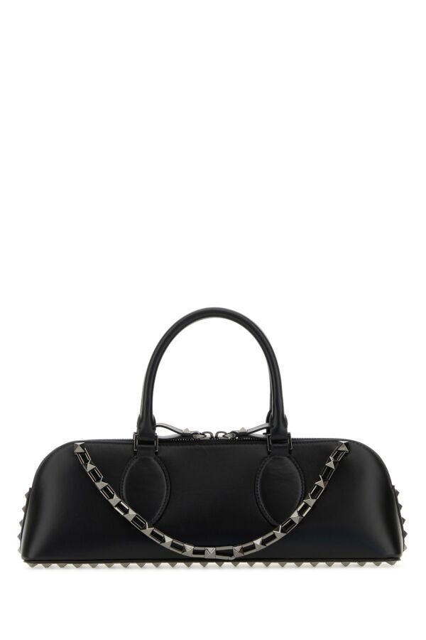 Valentino Garavani Woman Black Leather Rockstud East-West Handbag