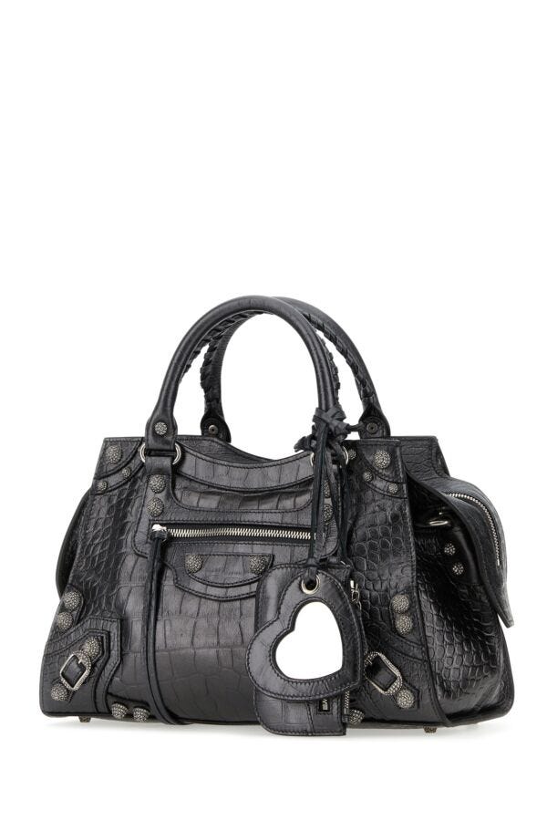 Balenciaga Woman Lead Leather Neo Cagole City S Handbag