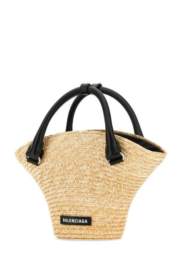 Balenciaga Woman Straw Mini Beach Handbag